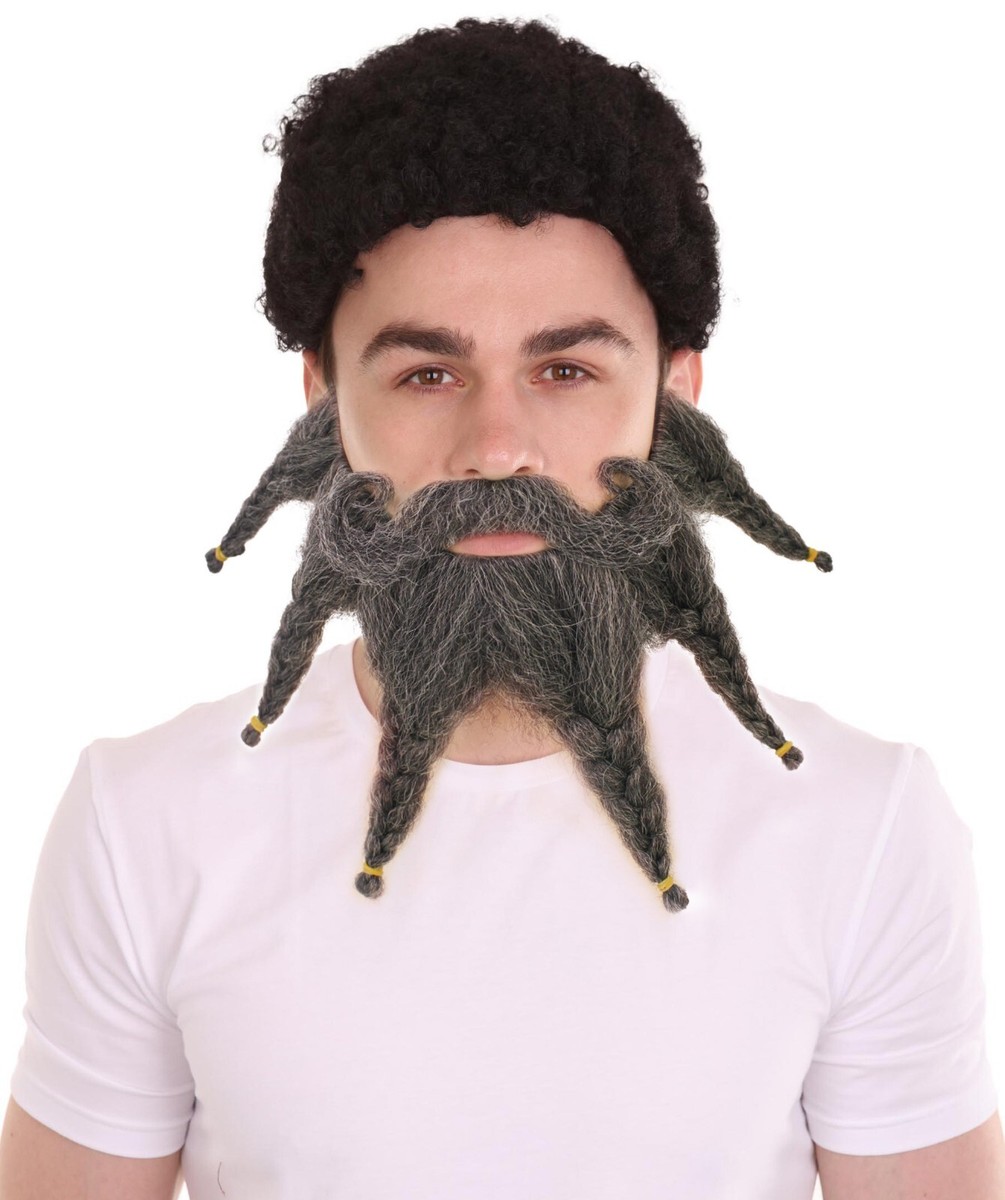 Mens Beard + Tash Set Black Moustaches and Beards Male Halloween Costume Mens Beard + Tash Set Black Moustaches and Beards Male Halloween Costume