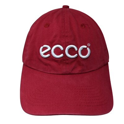 ECCO Slideback Hat Red One Size Adjustable Embroidered Vented Holes 6 Panel