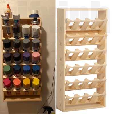 24 can Aerosol Spray Paint Can Holder Wooden Workshop Garage