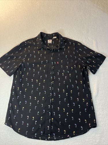 Levi’s Short Sleeve Hawaiian Button Up Shirt Swaying Palm Trees Size L