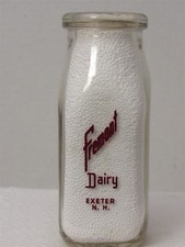 TSPHP Milk Bottle Fremont Dairy Farm Exeter NH ROCKINGHAM COUNTY 1957 RARE