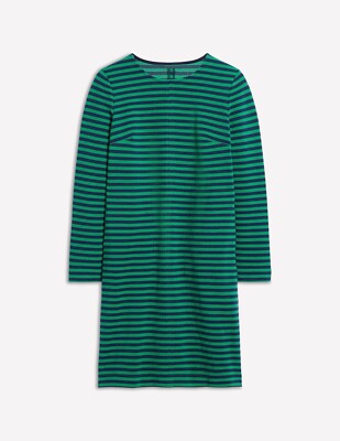 Boden Cornelia Ottoman Dress Sz 10L in Rich Emerald & Navy Stripe - NWT