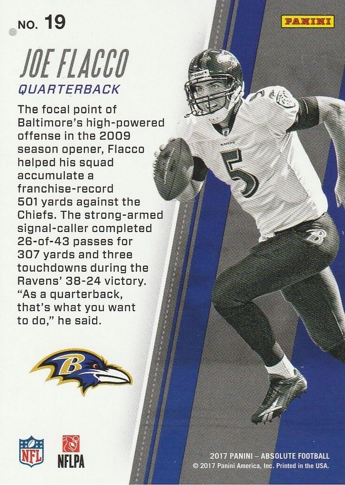 2017 Absolute Kickoff #19 Joe Flacco - Image 2 of 3