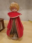Vintage Gold Christmas Angel Painted Fanned Book & Felt Folk Art 11" Tall — photo 1