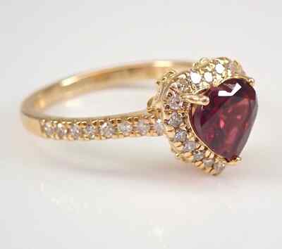 2.00Ct Heart Cut Red Ruby Lab Created Diamond 14K Yellow Gold FN Engagement Ring