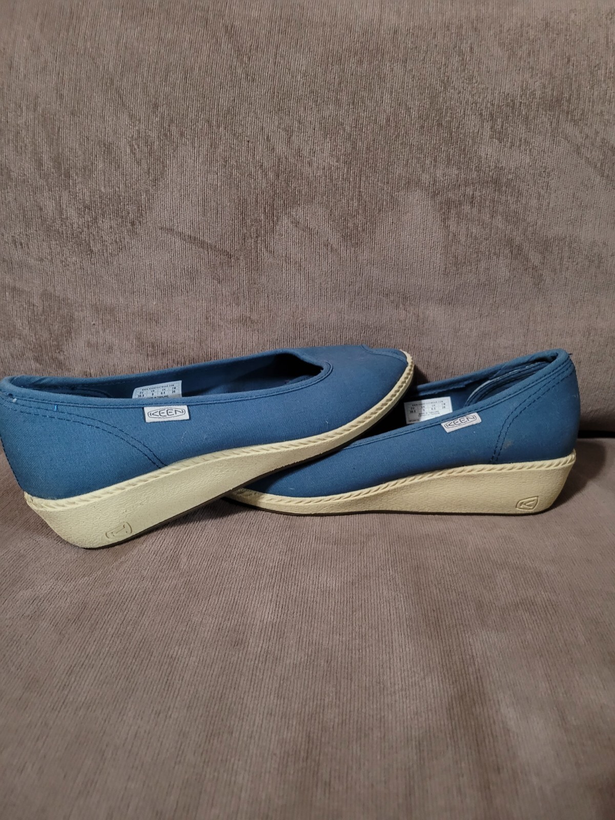 Scarpe con zeppa KEEN Cortona donna 9 tela blu acqua punta aperta