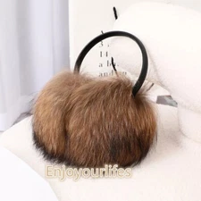 Real Fox Fur Earmuffs Large Ear Muffs Earflap Real Sheepskin Leather Bracket