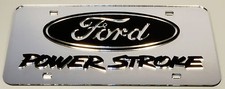 Power Stroke Chrome Mirror License Plate Auto Tag Ford Turbo Diesel