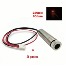 3pc 650nm 250mw Red Dot Laser Diode Module Focusable Red Laser Dot Module w/ Cab