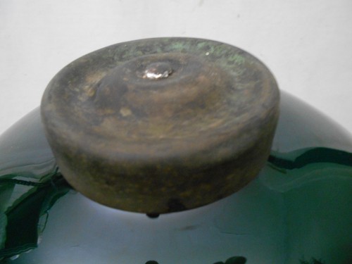 ANTIQUE CASE GREEN GLASS DOME LIBRARY BANKERS LAMP - Picture 4 of 11