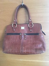 Ladies Modalu of London Handbag - tan brown mock croc Pippa grab bag