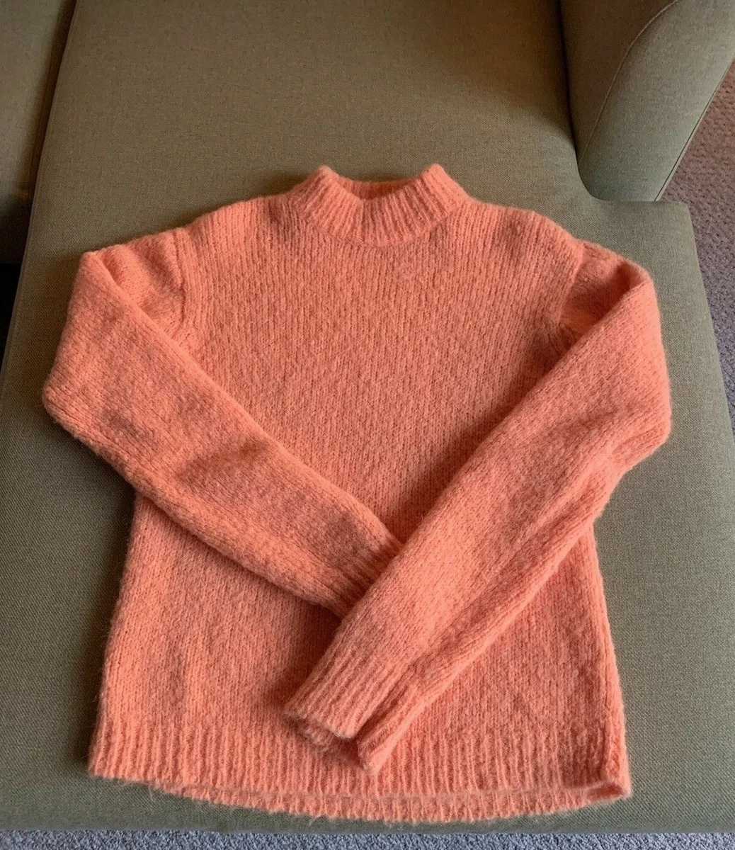 TIBI ALPACA WOOL BLEND CREWNECK SWEATER BRIGHT ORANGE XXS NWOT
