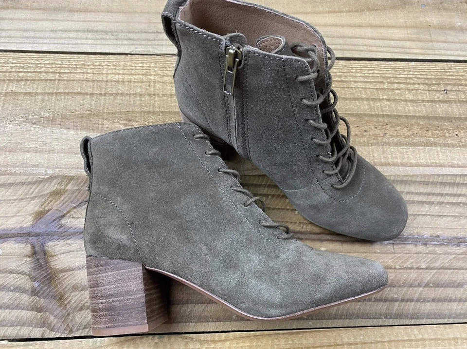 Bota con cordones Madewell The Emilia oliva seca talla 6 AA300 2 1/2" tacón nueva sin caja Foto 4 de 4