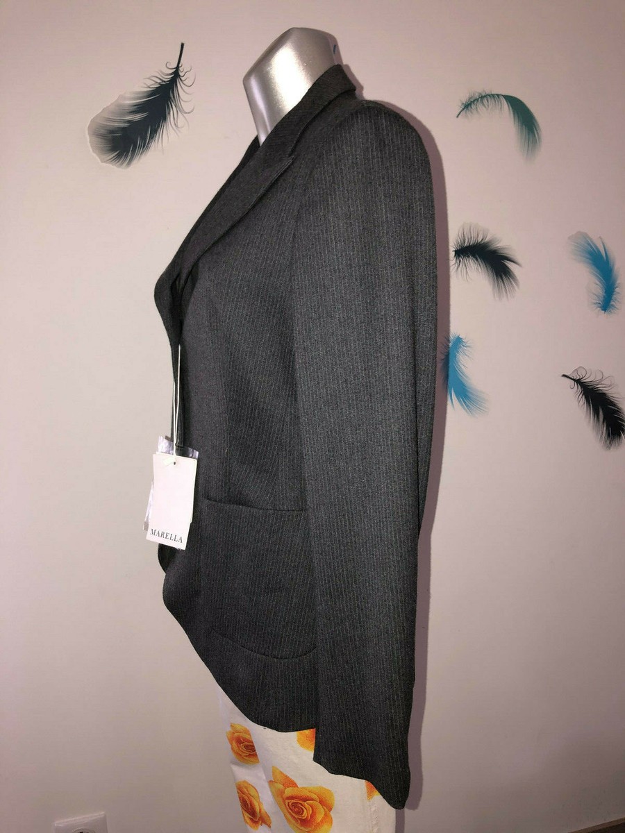 Veste Blazer Gris Rayé MARELLA (Max Mara) – Taille 40, Neuf Avec étiquettes