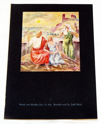 Maria und Martha. Faksimiledruck eines Gemäldes von Josef Plenk. 1928. Aufgezoge