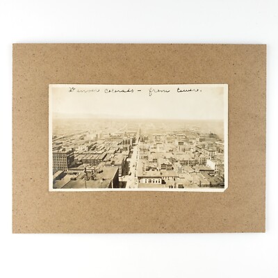 Denver Colorado From Tower Photo c1918 Cityscape Wood-Mounted Skyline Art B518