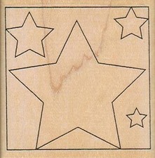 Stars In Square 2 1/4 x 2 1/4" Rubber Stamp, Celestial Stamp, Star