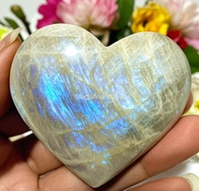 Moonstone Heart Palm Stone Healing Crystal Worry Stone Spiritual Home Decor Gift