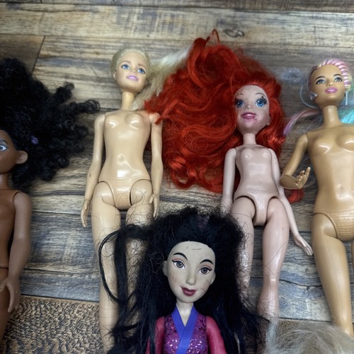 Lot of 6 Disney Princess Barbies Hasbro Dolls Nude Loose - With Wear - Picture 4 of 11