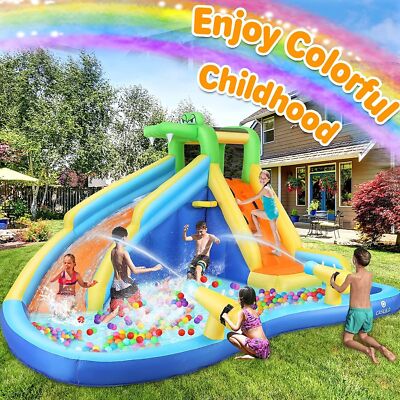 Inflatable Water Slide Bounce Park Splash Pool Climbing Wall Kids Gift Wet/Dry~