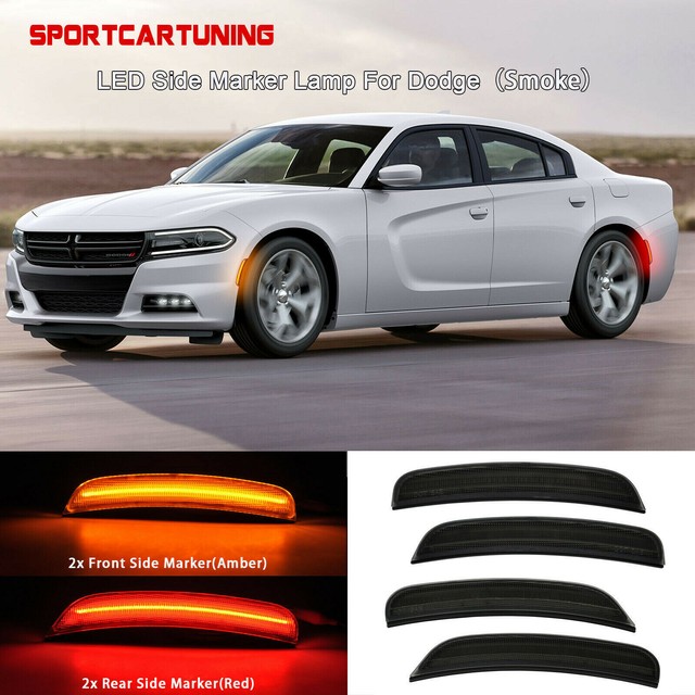 Front Rear LED Side Marker Lights Lamps Smoked Lens For Dodge Charger 20152019 eBay