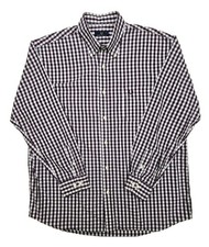 FRED PERRY Camicia a quadri manica lunga nero viola bianco - Uomo taglia large mod anni 60