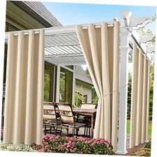 Outdoor Indoor Curtains W52 x L108 for Patio - 52"W x 108"L (Pack of 2) Beige