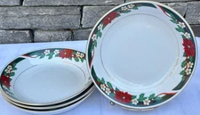 TIENSHAN 4 Pc. Fine China~Deck The Halls~Christmas Soup Bowls