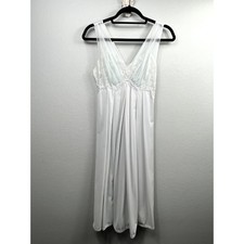 Vanity Fair VTG Nightgown Robe Set M Blue Lace Sheer Puff Sleeve Peignoir Bridal