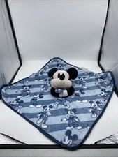 Disney Baby Mickey Mouse Blue Striped Security Blanket Lovey NoJo 14x14 Plush