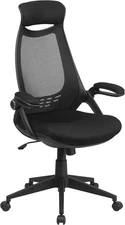 Ivan High Back Black Mesh Executive Swivel Office Chair with Flip-Up Arms