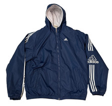 Vtg Y2K Adidas Reversible Windbreaker Jacket Mens Large Blue Fleece Lined 2003