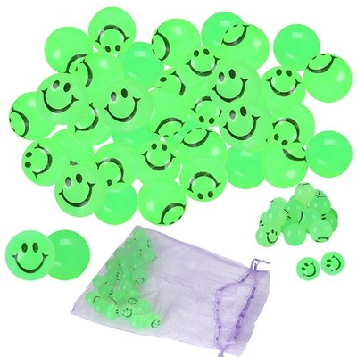 38Pcs Glow in The Dark Smile Bouncy Balls- 1 Inch High Bouncing Balls, Small ...