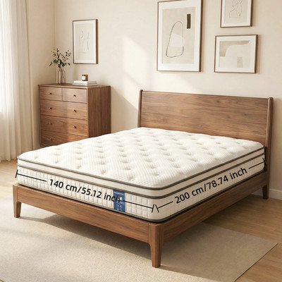 Double White check 10 Inch Pocket Spring Mattress - Stainless Steel Springs,