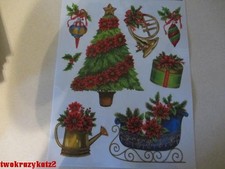 CHRISTMAS TREE SLEIGH GLITTER WINDOW CLINGS INDOOR DECORATIONS 8 PCS