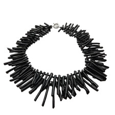 2 Rows  4x46mm Natural Black Coral Branch Necklace  For Ladies Necklace