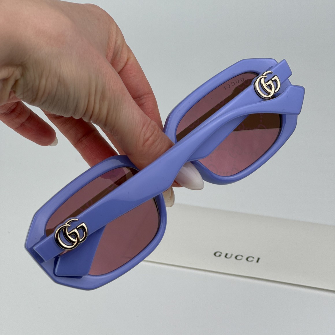 NEW Gucci GG1535S 004 Violet GG Logo Pink Mirrored Women Geometric Sunglasses Gucci Women Sunglasses Violet Logo Pink Mirrored Geometric  main image 3