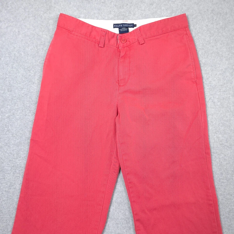 Vintage Ralph Lauren Pants Womens 4 Pink Chino Straight Cotton Preppy 28 Waist - Image 2 of 4