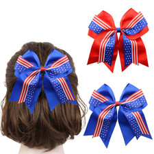 4Th of July Hair Bow for Women Fourth of July Hairccessories Patriotic Cheer A