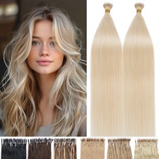 Nano-Ring 200PCS Thick 100 Remy Human Hair Extensions Nano Beads I Tip Straight