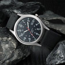 Men's Military Army Luminous 24 Hours Dial Nylon Strap Date Quartz Wrist Watch