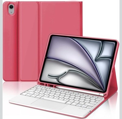 Tastatur Hülle für iPad Air 11'' M2 2024/M3 2025 Air 5./4. Bluetooth Dunkelrosa