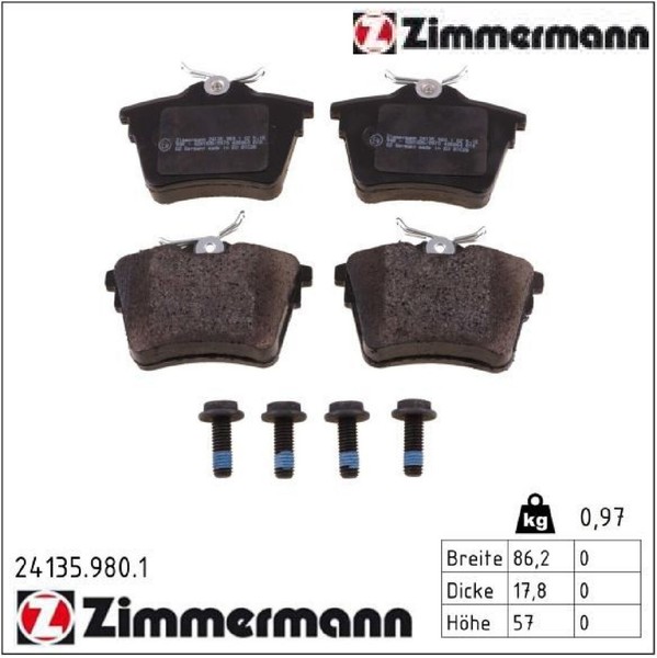 Zimmermann 24135.980.1 Bremsbelagsatz FüR Scheibenbremse Bremsbelagsatz-image