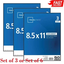Mainstays 8.5x11 Front Loading Document Picture Frames, Black, Set of 3/Set of 6