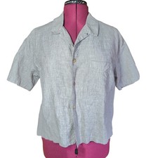 Chico's Design Linen Cotton Blend Dark Beige Color Size 12/14 Blazer Boho Hippie