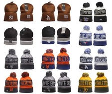 Adult Baseball Cuffed Knit Hat Fleece lined With Pom 25B