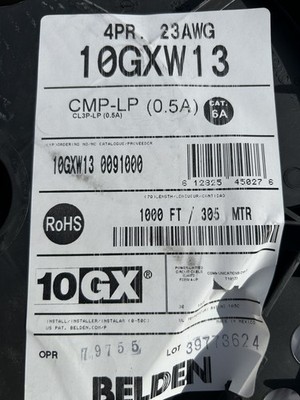 BELDEN  CAT 6A  10GXW13 D151000 CMP 1000 FEET - WHITE