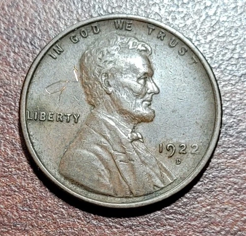 1922-D Lincoln Wheat Cent Strong Reverse & Obverse AU Orig Toning See Descript.