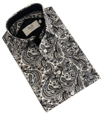 NWT Elie Balleh Boy s Black 100% Cotton Paisley Shirt: Sophisticated Style  7