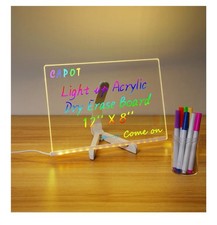 LED Drawing Board LED Light Up Whiteboard with 7 Colors 11x 7Acrylic Glow Board